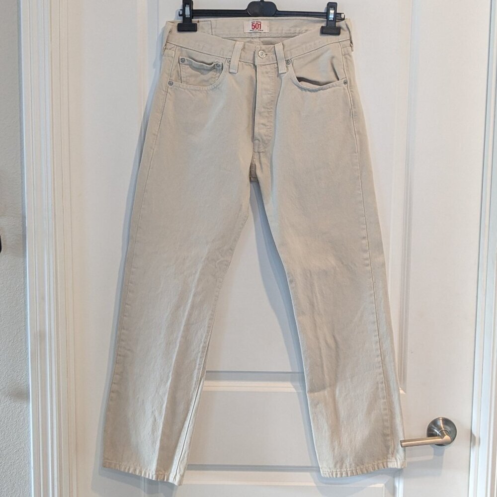 Levi's Original 501 Straight Leg Jeans Men's Size 31x30 Beige Button-Fly Denim